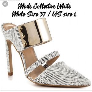 Mode Collective White Mule Heels